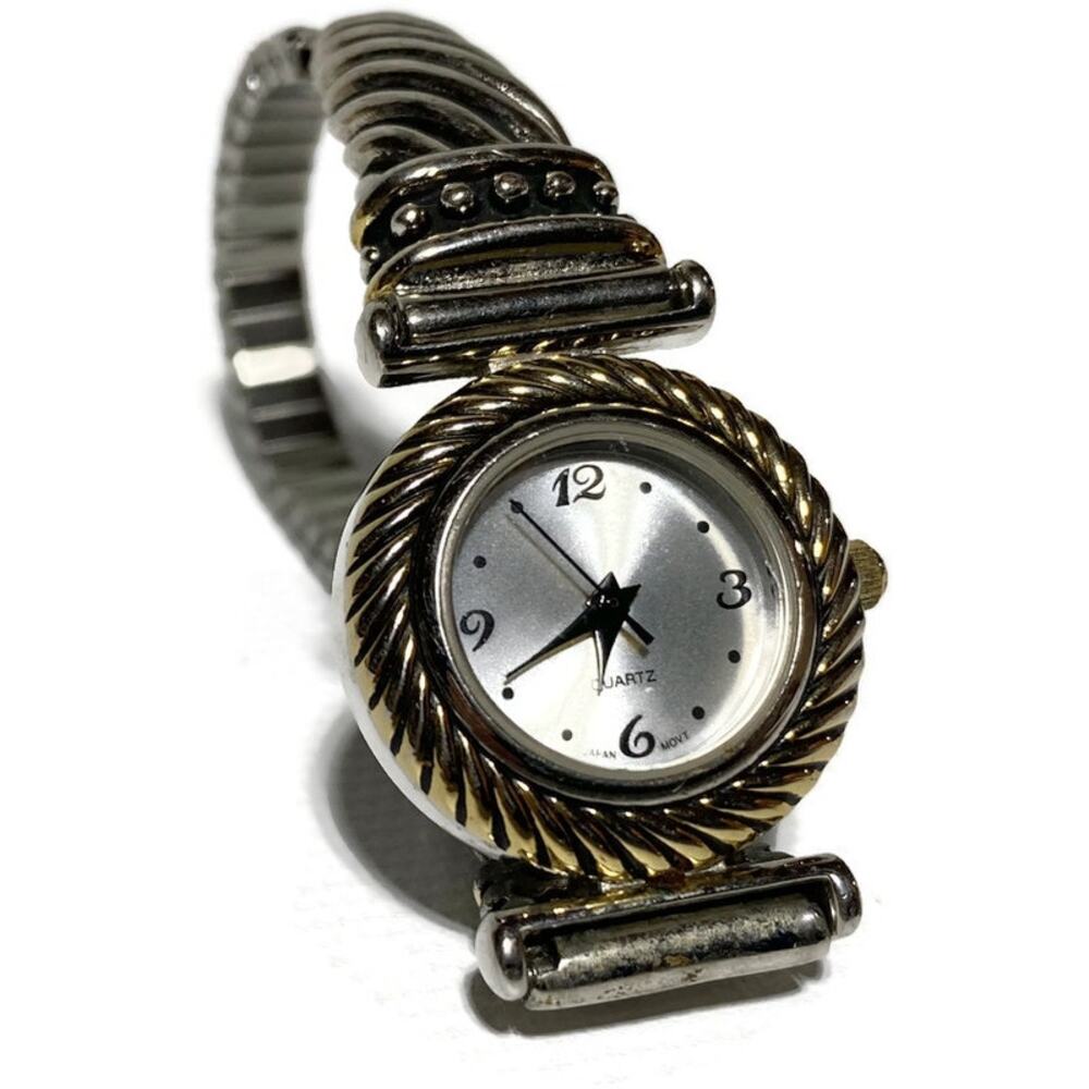 Silver Quartz Women's Watch With Stretch Band Made in Japan